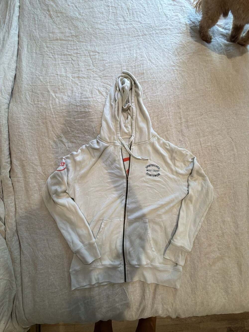 Boardrider Sport of Kings Size L White Full Zip Hoodie Sweatshirt